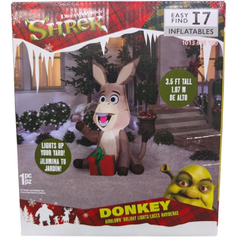 SHREK Donkey Christmas Inflatable LED Lights Up your Yard Shrek Holiday RARE HTF